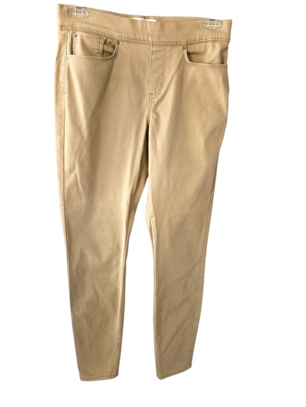 Levi Strauss Signature Pull-on Skinny Stretch Pants Cream Pockets Faux Zip Sz 12 - Picture 3 of 16